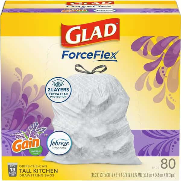 13 gal Trash Bags, 24 in x 27 in, 0.72 mil, White