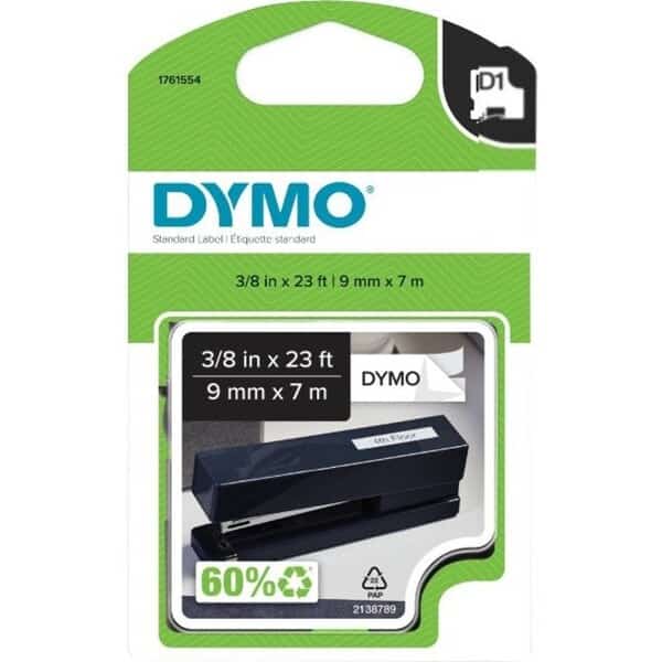 D1 Poly 3/8 Blk/Wht Bl1, Dymo, Mfr#: 1761554