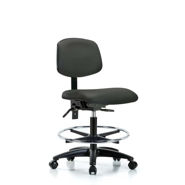 Chair, Vin, Med Bench, Tilt CF Casters, Gry, No Arms, 22" to 29" Height, Charcoal