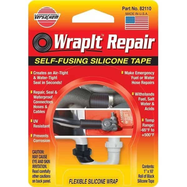 Silicone Tape, 10 ft L, 1 in W, Black
