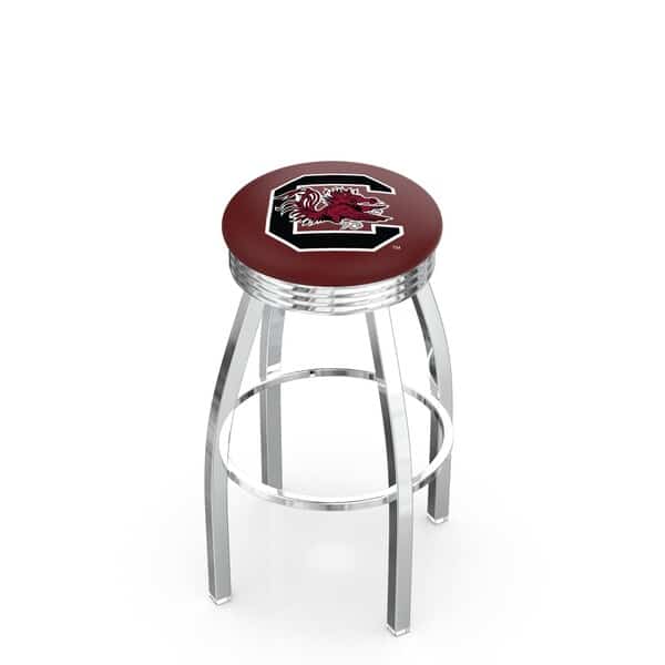 25" Chrome South Carolina Swivel Bar Stool, Accent Ring