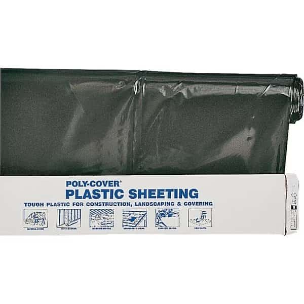 ORGILL POLY 4X12-B Poly Film, 100 ft L, 12 ft W, 4 mil Thick, Black