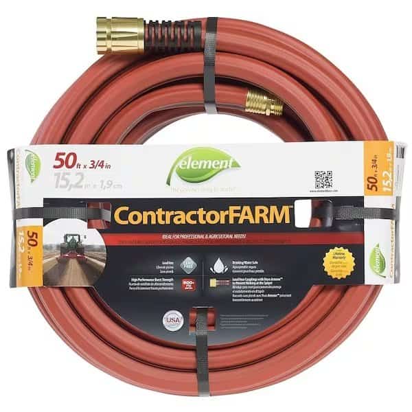 SWAN Element ContractorFARM ELCF34050 Water Hose with Brass Coupling, 50 ft L