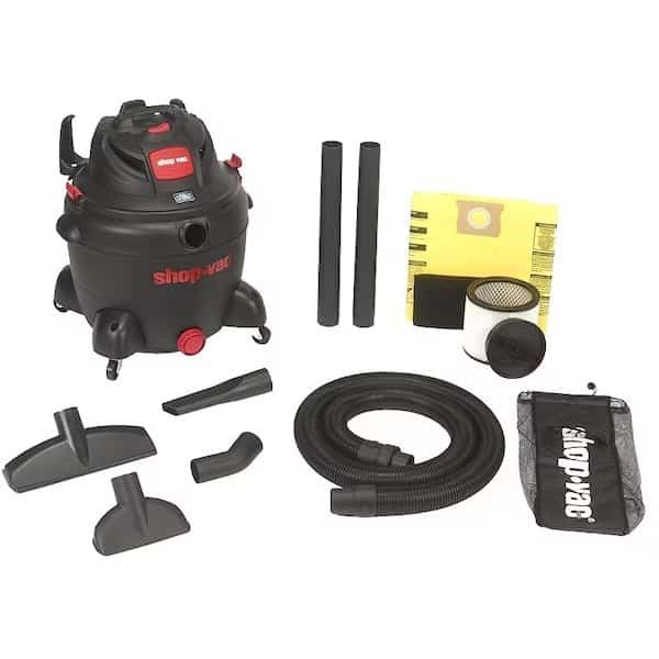 WetDry Vacuum, 16 gal Vacuum, 150 cfm Air, Cartridge, Disposable Filter, 65 hp, 120 VAC