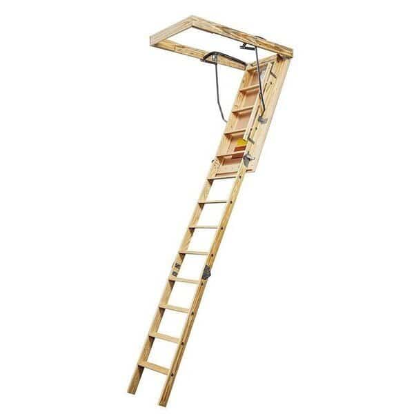 A101 Attic Ladder, 10 ft H Ceiling, 2512 x 54 in Ceiling Opening, 250 lb Duty Rating, Plywood