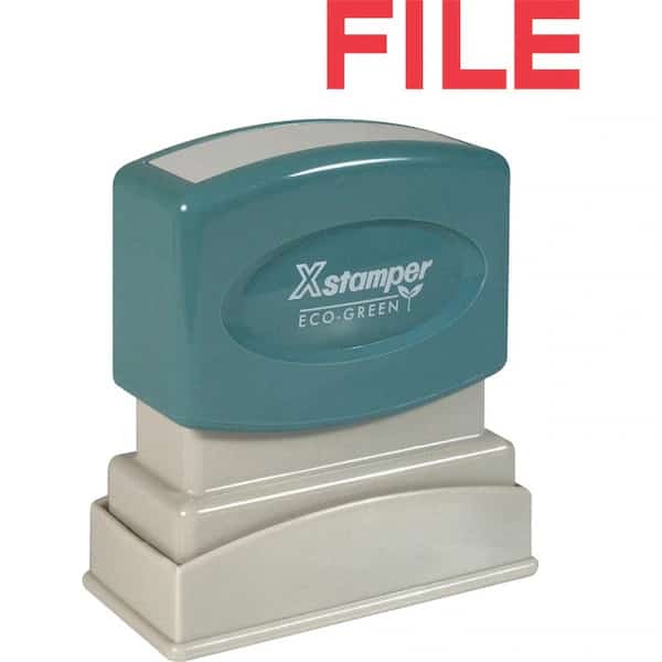 Xstamper Pre-Inked Message Stamp, FILE, 1-5/8" x 1/2", Red