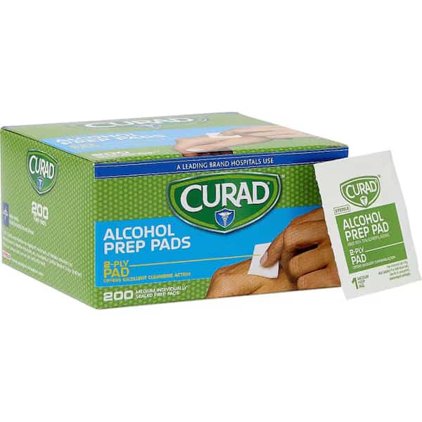 Curad Sterile Alcohol Prep Pads, Medium, 2-Ply, 200/Box