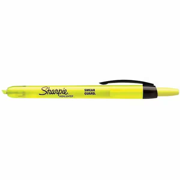 Sharpie Accent Retractable Highlighter, Narrow Chisel Tip, Fluorescent Yellow Ink, Dozen