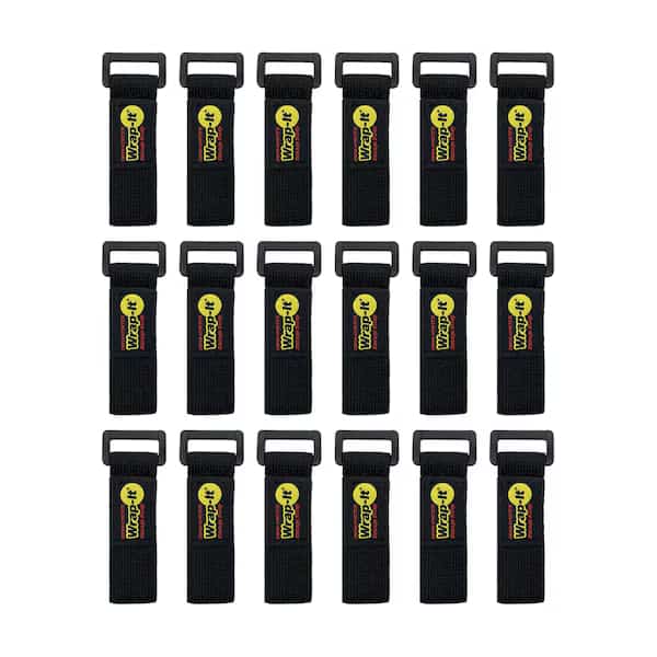 Back-to-Back Strap, No Adhesive, 6 in, 1 in Wd, Black, 12 PK