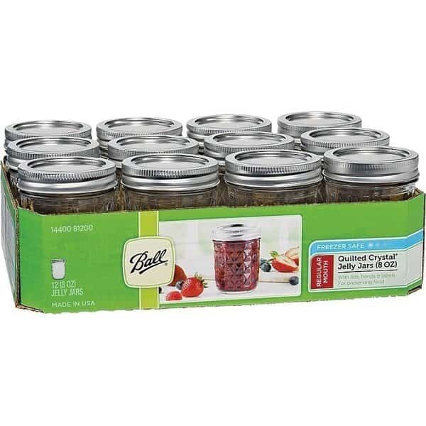 Ball Quilted Crystal 1440081200 Regular Mouth Mason Jar, 8 oz Capacity, Glass