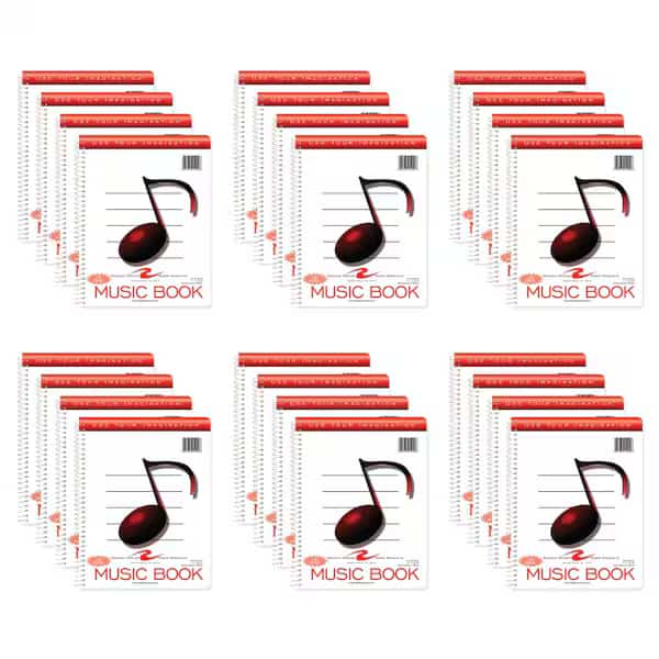 Case of Music Wirebound Notebook, 12 Staves of Music Lines, 11"x8.5", 32 Sheets per book, PK24