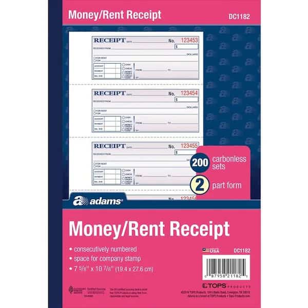 Book, Carbnless, Rent/Receipt