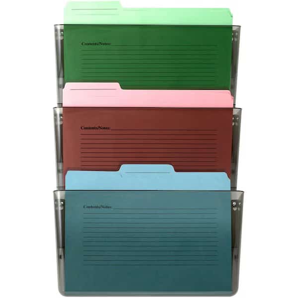 Wall Pocket, Letter, Smoke, 7 In H, PK3