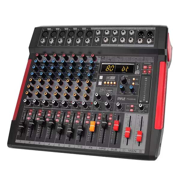 Pyle8-Channel Bluetooth DJ Audio Mixer Controller, 380 DSP Effects, XLR Mic/Line Inputs, PMX648