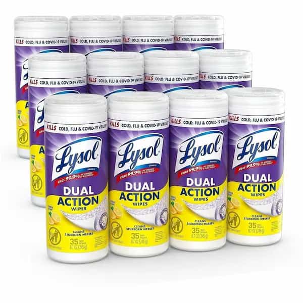 LYSOL, Dual Action Disinfecting Wipes, Citrus, 7 X 8, 35/canister