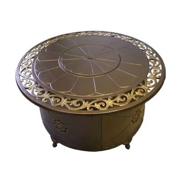 Outdoor Round Aluminum Propane Fire Pit with Scroll Design
