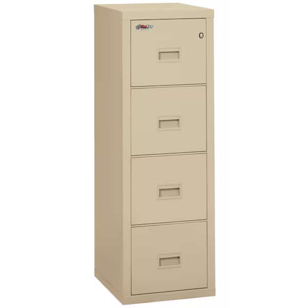 12-3/16" W 4 Drawer Fire-Resistant Vertical File Cabinet, Parchment