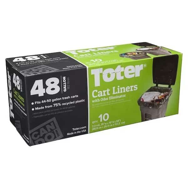 GB048R8000 Trash Cart Liner, 48 gal Capacity, Plastic, Black