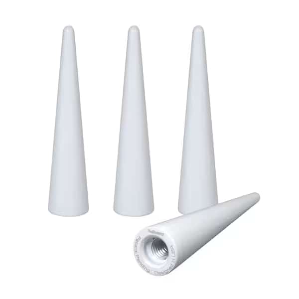 LUG NUTS Painted White Billet Aluminum 73 Millimeter Length Spike Style Set Of 4