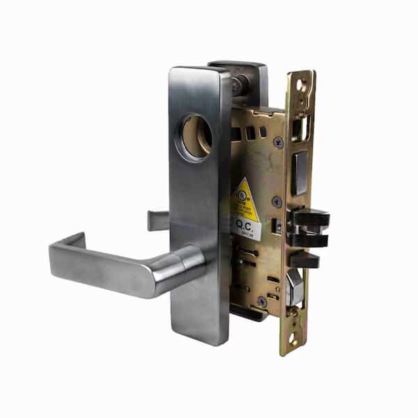 DXML Brushed Chrome Grade 1 Passage Mortise Lock Door Handle with Sectional Left-Handed Lever
