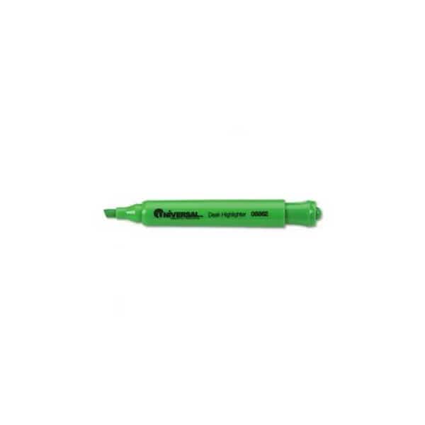 Desk Highlighter, Chisel Tip, Pocket Clip, Fluorescent Green, dozen
