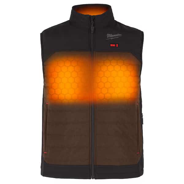 Axis Heated Vest, Polyester, 2 to 8 hours Heating Time, 3 Heat Settings, Brown, XL
