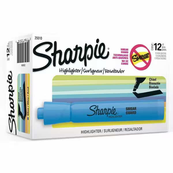 Smear Guard Highlighter, Chisel Tip Blue PK12