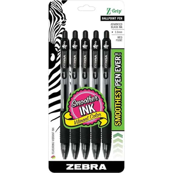 Z-Grip Retractable Ballpoint 1.0mm Black 5pk