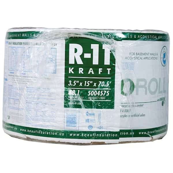 EcoRoll KR41E/TAK Fiberglass Insulation, 88.13 sq-ft Coverage Area, 70-1/2 ft L, 15 in W