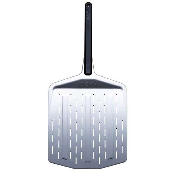 Perforated Pizza Peel, Aluminum Blade, Black Handle, Dishwasher Safe No