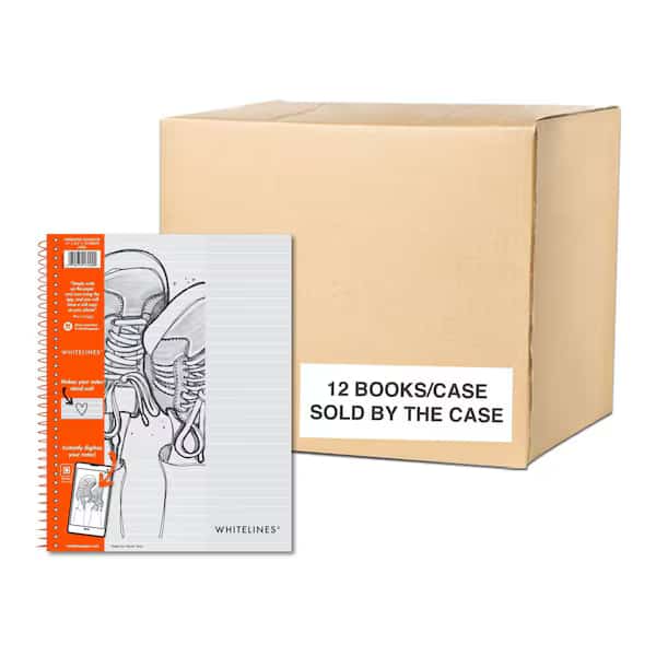 Case of Whitelines Spiral Wirebound Lined Notebooks, 1 Subject, Gray Paper, 11"x8.5", 70 sheets, PK12