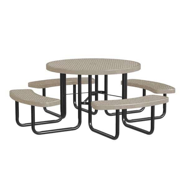 Portable Round PicnicTable, 46", Sandstone, LEISURE CRAFT, Mfr# T46ROP-SANDSTONE