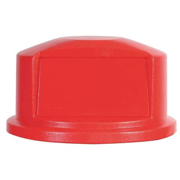 32 gal Dome with Push Door Trash Can Lid, 22 3/4 in W/Dia, Red, Resin, 1 Openings