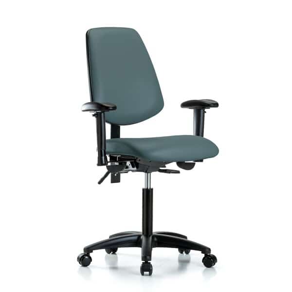 Medium Bench Chair Adjustable Arms, 22" to 29" Height, Vinyl, Colonial Blue