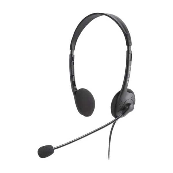 Compucessory CCS15154 Lightweight Stereo Headphones with Microphone  71 in. Cord  BK