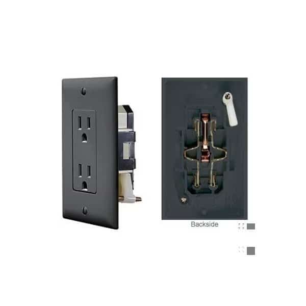 INSELF CONTAINEDIN BLACK DUAL OUTLET W/COVER-PLATE