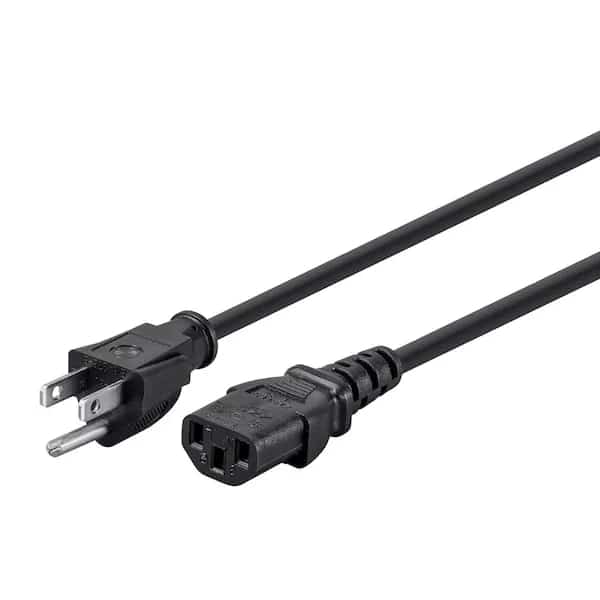 Power Cord - NEMA 5-15P to IEC 60320 C13_ 16AWG_ 13A/1625W_ 3-Prong_ B
