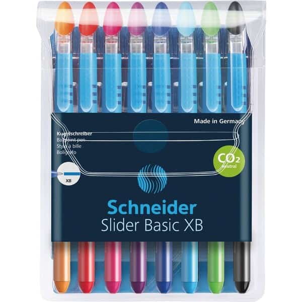Slider Basic XB Ballpoint Pens Wallet, Multi, 8PK