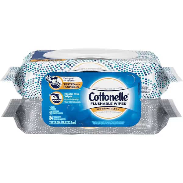 Fresh Care Flushable Cleansing Cloths, White, 3.73 x 5.5, PK8