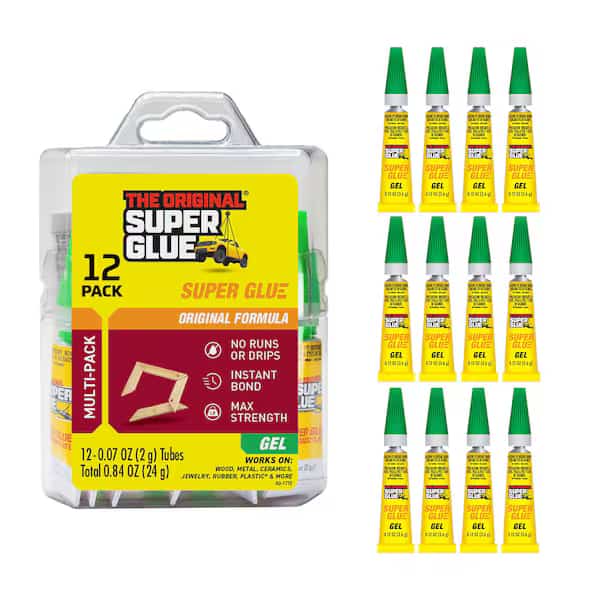 Instant Adhesive, Original Gel Series, Clear, 0.07 fl oz, Tube, PK12