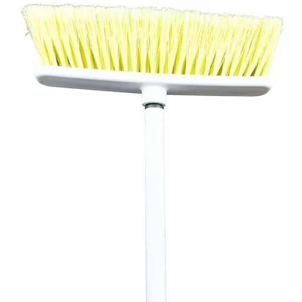 21 Household Broom, 10 in Sweep Face, Fiber Bristle, Yellow Bristle, Metal Handle
