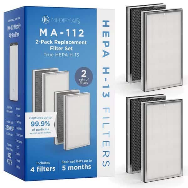 MA112 Replacement Filter Medical Grade True HEPA H13 2Sets 4 Total Filters 2PK