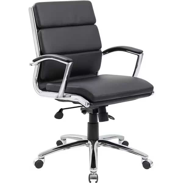 Black Executive Mid Back - Padded Chrome Arm, Chrome Base