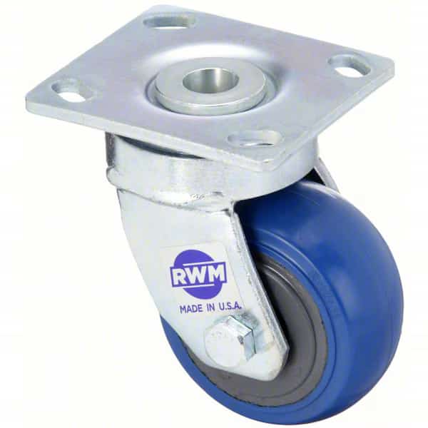 Plate Caster, Swivel, Rubber, 5 5/8"H