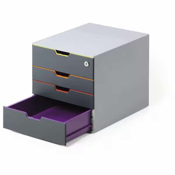 Desk Storage,4 Drawer Box Locks Top Draw, Mfr#: 760627, VARICOLOR