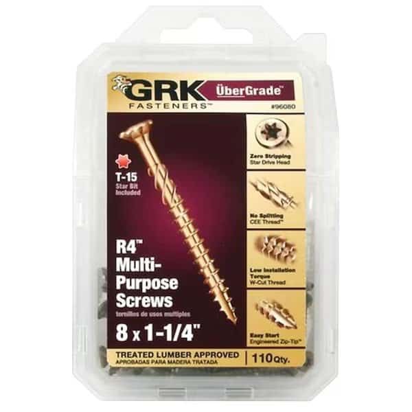 Deck Screw, #8 x 1-1/4 in, Steel, Flat Head, Torx Drive