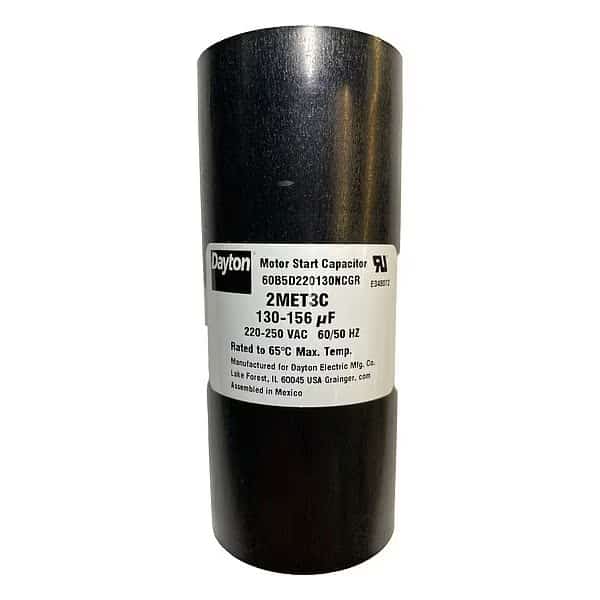Motor Start Capacitor, 130-158 MFD, Round, DAYTON, Mfr# 2MET3