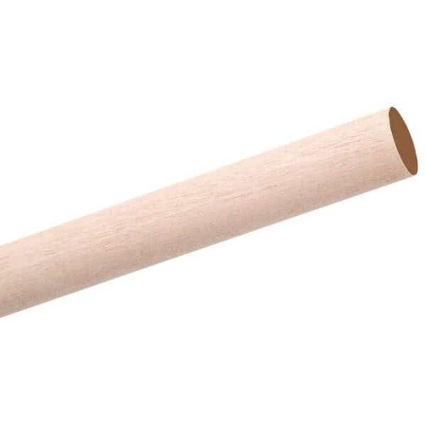 Dowel Rod, 58 in Dia, 48 in L, Birchwood