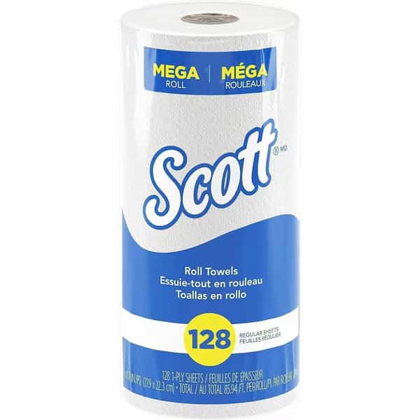 Perforated Paper Towel, 1 Ply, 128 Sheets, White, 20 PK