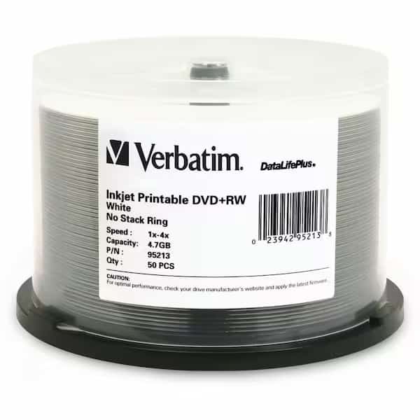 50Pk Dvd+Rw 4.7Gb 4X Wht Inkjet Hub